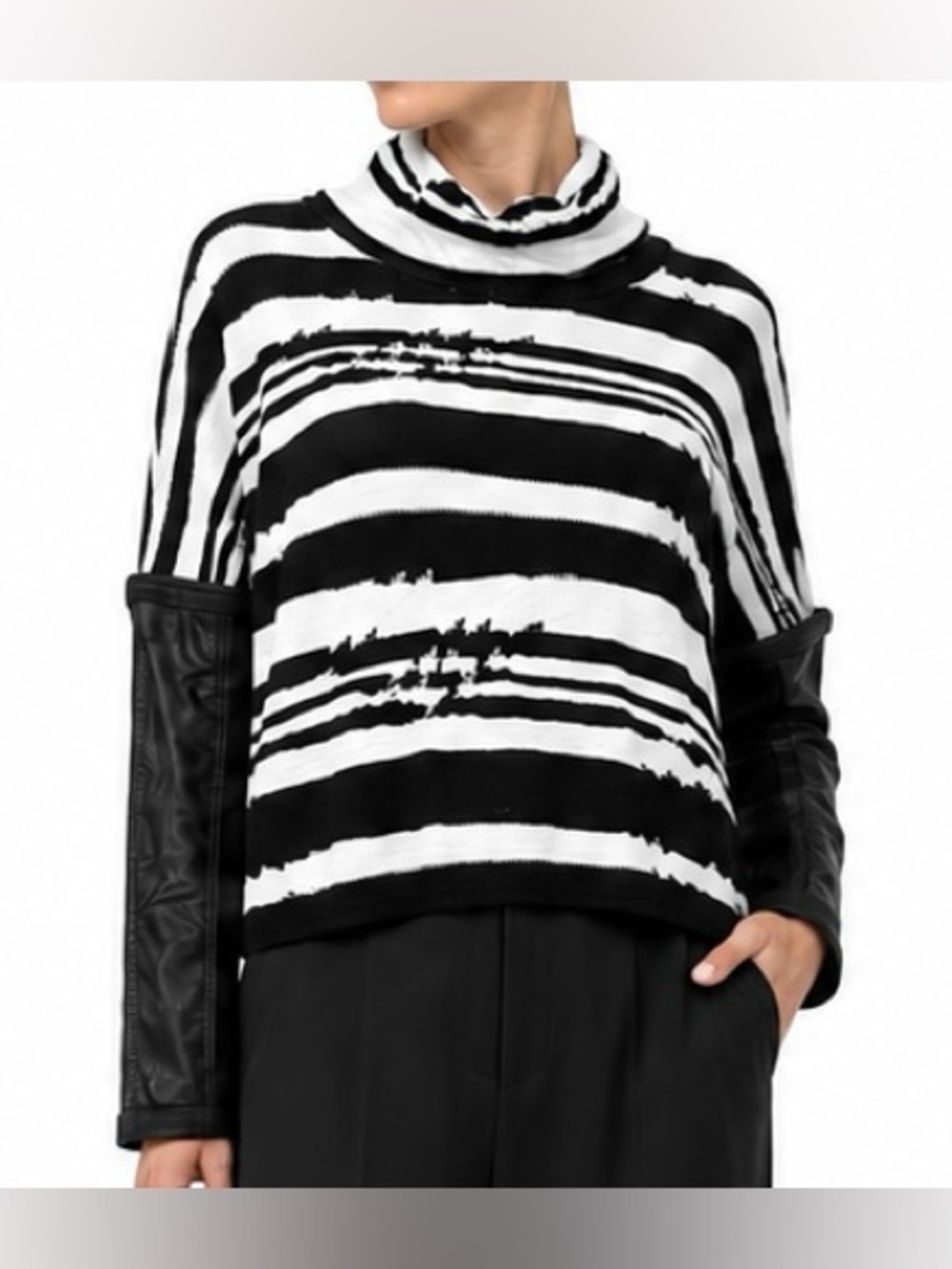 Beate Heymann Streetcouture Avant Garde Striped Turtleneck Sweater US 4